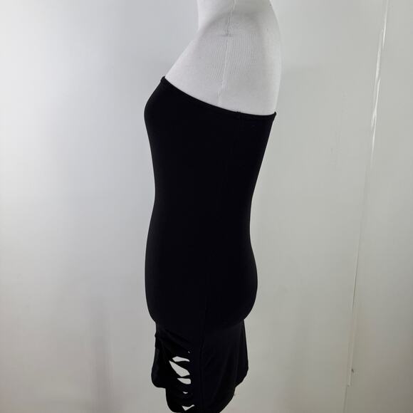 Vegas Royalty Black One Shoulder Cutout Mini Bodycon Dress Size Small - Picture 9 of 9